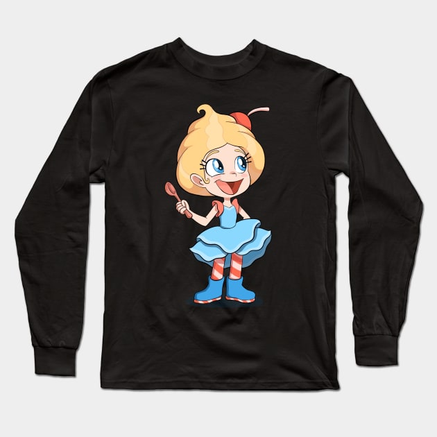 Cupcakes and Candy Girl in Blue Long Sleeve T-Shirt by PaperRain